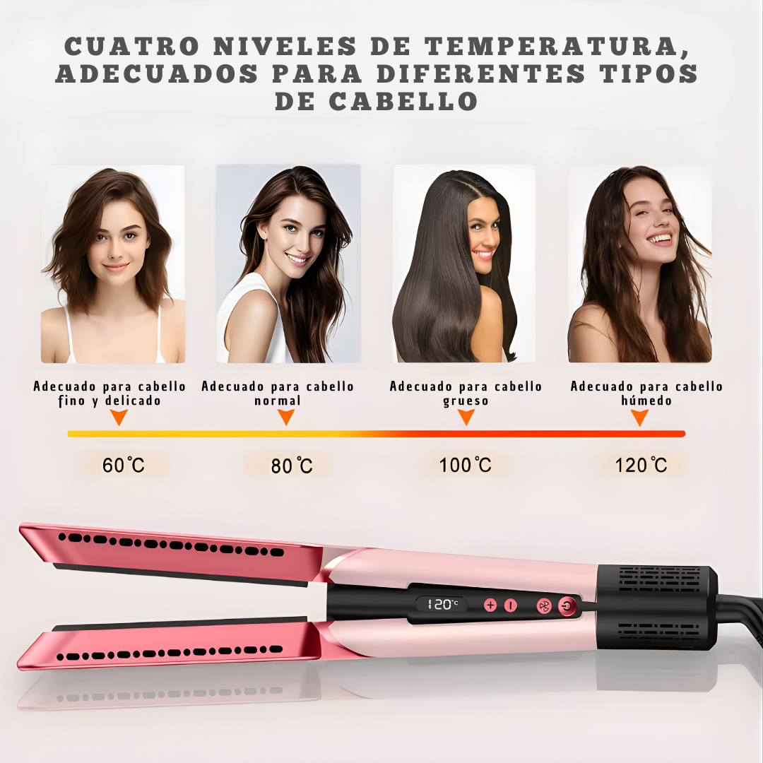 Airstyle Pro™ Tecnología iónica avanzada para secar y alisar tu cabello, reduciendo el frizz y cuidando la salud capilar sin daño por calor.