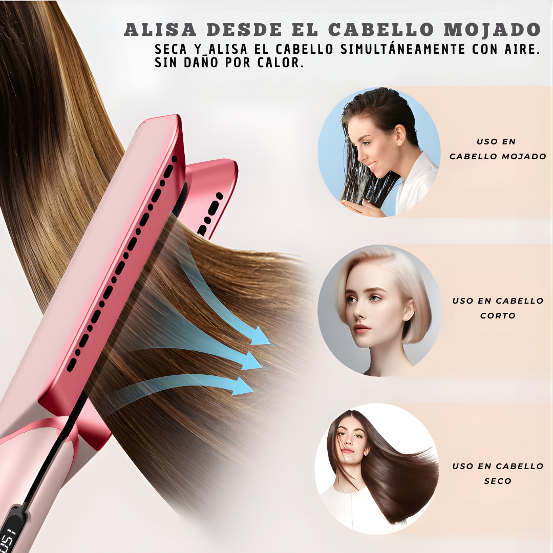 Airstyle Pro™ Tecnología iónica avanzada para secar y alisar tu cabello, reduciendo el frizz y cuidando la salud capilar sin daño por calor.
